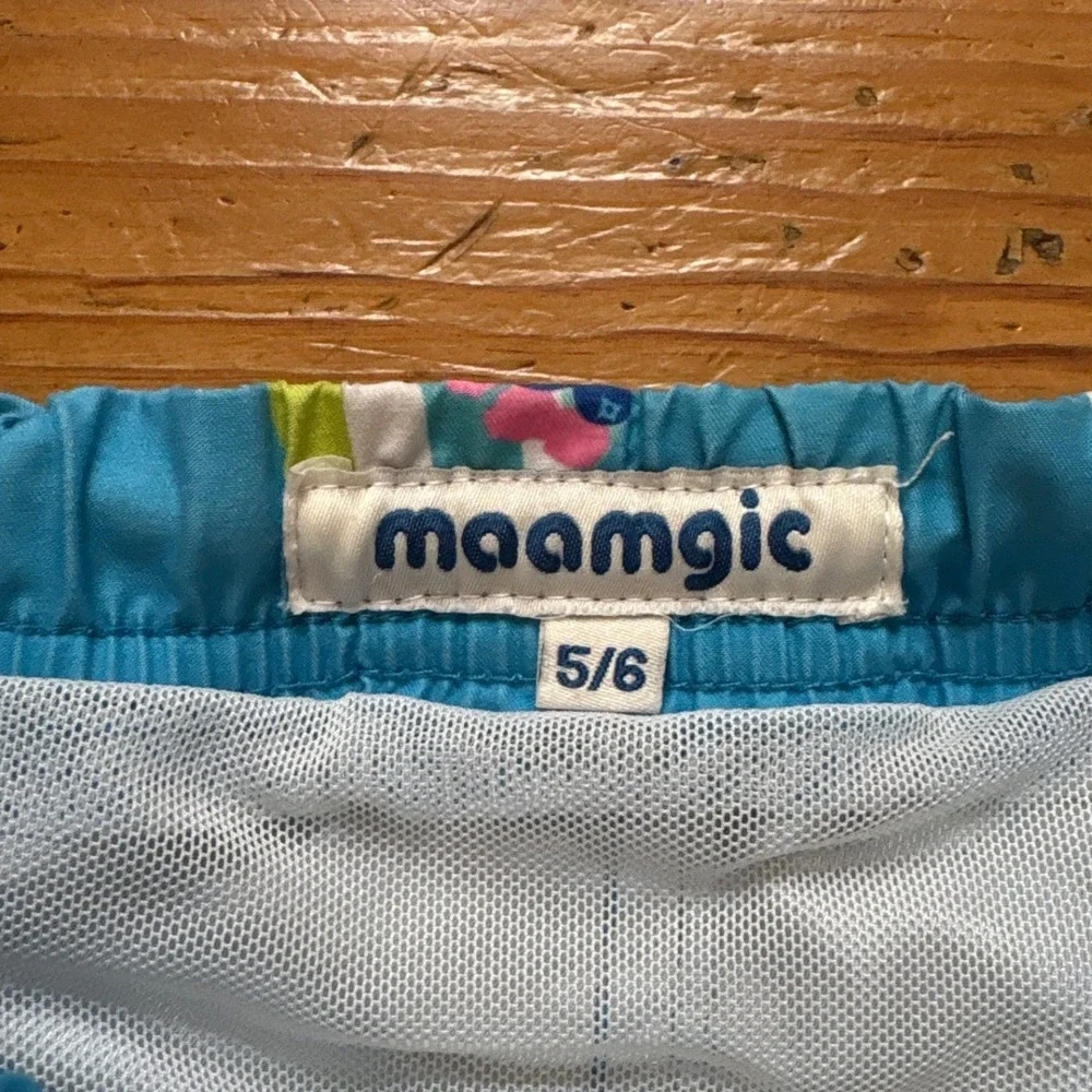 Maamgic Swim Trunks Kids Blue Good Ice Cream Print Mesh Lined‎ SIZE 5/6